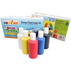 Fine Art Supplies Super Tempera Primary Paint Colour Set, Set of 5