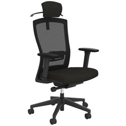 Klever Task Chair With Arms & Headrest Mesh Back Black/Black