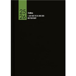 Collins A53A Mid Year Diary A5 Week To View 1 July 2025 to 30 June 2026 Black