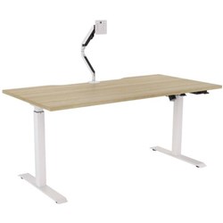 Breeze Active Electric Height Adjustable Desk Monitor Arm No Bluetooth 1600mm Atlantic Oak/White