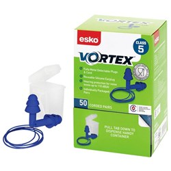 Esko Vortex Earplugs Class 5 Reusable Corded, Box of 50 Pairs