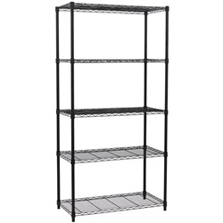 Firstline CKD Wire Shelving 5 Shelves Black