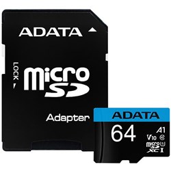 Adata Premier V10 UHS-I A1 Micro SDXC Card & Adapter 64GB