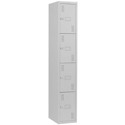 Precision Classic Locker 4 Tier Latch Lock 375mm Silver Grey