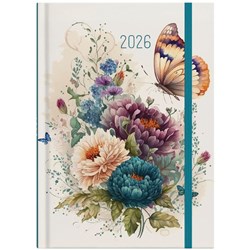 Collins A53 Diary A5 Week To View 2026 Vintage Floral Butterfly