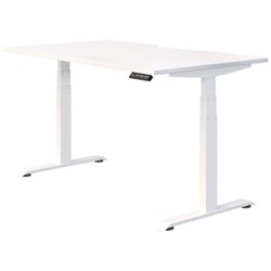 Fiord Electric Single User Height Adjustable Desk Scallop Top 1200mm Snowdrift/White