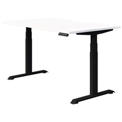Fiord Electric Single User Height Adjustable Desk Scallop Top 1800mm Snowdrift/Black