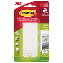 Command™ Picture Hanging Strips Large White, Pack of 4 Sets