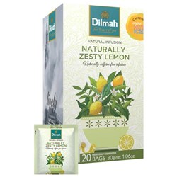 Dilmah Naturally Zesty Lemon Individually Foil Wrapped Tea Bags, Box of 20