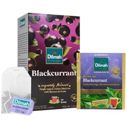 Dilmah Blackcurrant Tea Individually Foil Wrapped Tea Bags, Box of 20