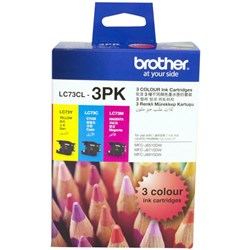 Brother LC73CL-3PK Colour Ink Cartridges, Pack of 3