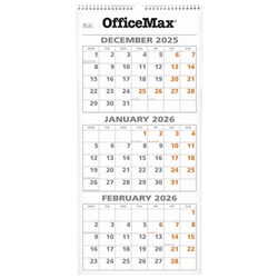 OfficeMax Wall Calendar 3 Months To View 290x620mm 2026