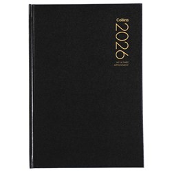 Collins A51 1/2 Hour Appointment Diary A5 Day Per Page 2026 Black