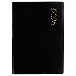 Collins A51 PVC Cover Diary A5 Day Per Page 2026 Black