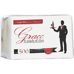 Grace Luncheon Napkins Quarter Fold 1 Ply White, Pack of 500
