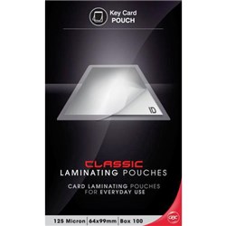 GBC Badge & Card Laminating Pouches 64x99mm 125 Micron, Pack of 100