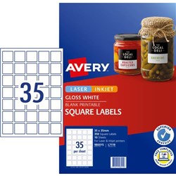 Avery Square Gloss Laser Labels L7119 White 35 Per Sheet