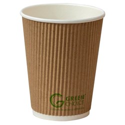 Green Choice Ripple Wall Cups 375ml Kraft, Pack of 25