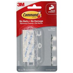 Command™ Adhesive Round Cord Clips Clear, Pack of 4