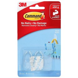 Command™ Adhesive Hooks Small Clear, Pack of 2
