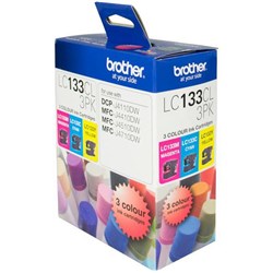 Brother LC133CL-3PK Colour Ink Cartridges, Pack of 3