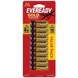 Eveready Gold AA Alkaline Batteries, Pack of 20