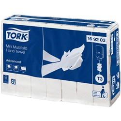 Tork T3 Advanced Mini Multifold Hand Towel 169203, Carton of 42