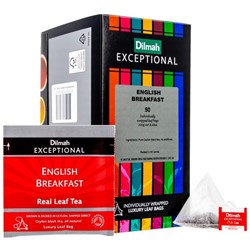 Dilmah Exceptional English Breakfast Individually Wrapped Luxury Leaf Tea Bags, Box of 50