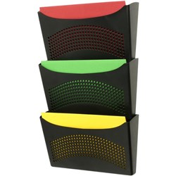 Marbig Enviro Wall Pocket Holder 3 Compartments Black