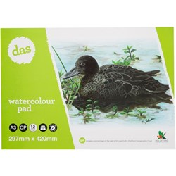 Das Brown Teal Watercolour Pad A3 200gsm Pad of 12