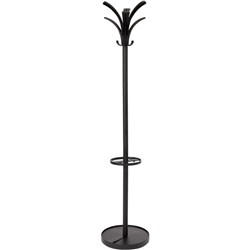 Brio Coat Stand 9 Hooks With Umbrella Stand 380x1770mm Black