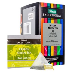 Dilmah Exceptional Ceylon Green Individually Wrapped Luxury Leaf Tea Bags, Box of 50
