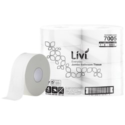 Livi Everyday Toilet Paper Jumbo 1 Ply 500m, Carton of 8 Rolls