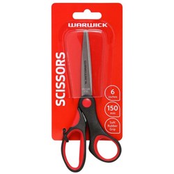 Warwick Soft Grip Scissors 150mm Black/Red