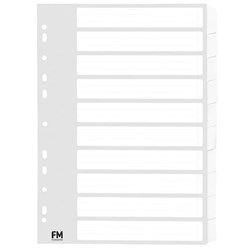 FM Index Dividers 10 Tab A4 Cardboard White