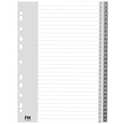 FM Index Dividers Tab 1-31 A4 Polyprop Grey