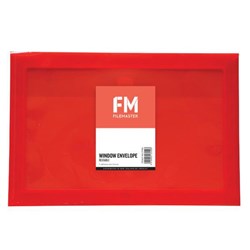 FM Window Envelope Reusable Foolscap Polyprop Red