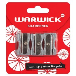 Warwick Metal Pencil Sharpeners Single Hole Hangsell, Pack of 3