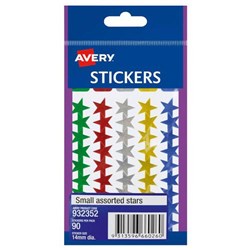 Avery Star Stickers Assorted Colours, Pack of 90