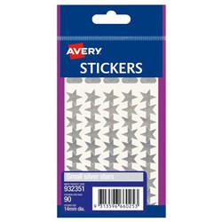 Avery Star Stickers Silver, Pack of 90
