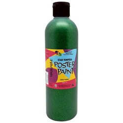Five Star Tempera Poster Paint 500ml Glitter Green