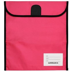 Warwick Homework Book Bag Large Hook & Loop Fastener Large 330x360mm Pink