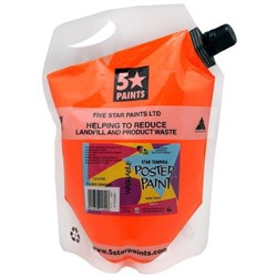 Five Star Tempera Poster Paint 1.5L Pouch Fluoro Orange