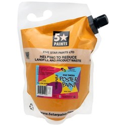 Five Star Tempera Poster Paint 1.5L Pouch Yellow Ochre
