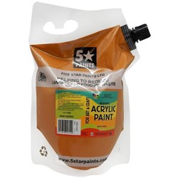 Five Star NZACRYL Acrylic Paint 1.5L Pouch Raw Sienna