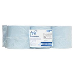 Scott® 6668 Hard Roll Paper Towels 1 Ply 304m Blue, Carton of 6