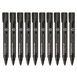 Staedtler Lumocolor 352 Black Permanent Marker Bullet Tip, Pack of 10