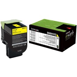 Lexmark 808HY 80C8HY Yellow Laser Toner Cartridge HIgh Yield
