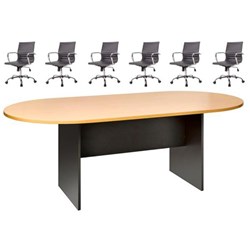 Emerge 2400 Conference Table With 6 Eames Replica Chairs 2400mm Beech/Ironstone