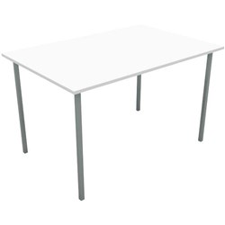 Canteen Table 1200x600mm 25mm Square Silver Legs Snowdrift White